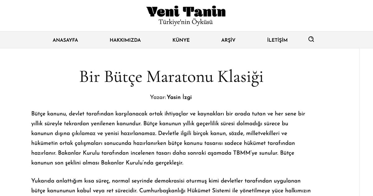 Bir Bütçe Maratonu Klasiği