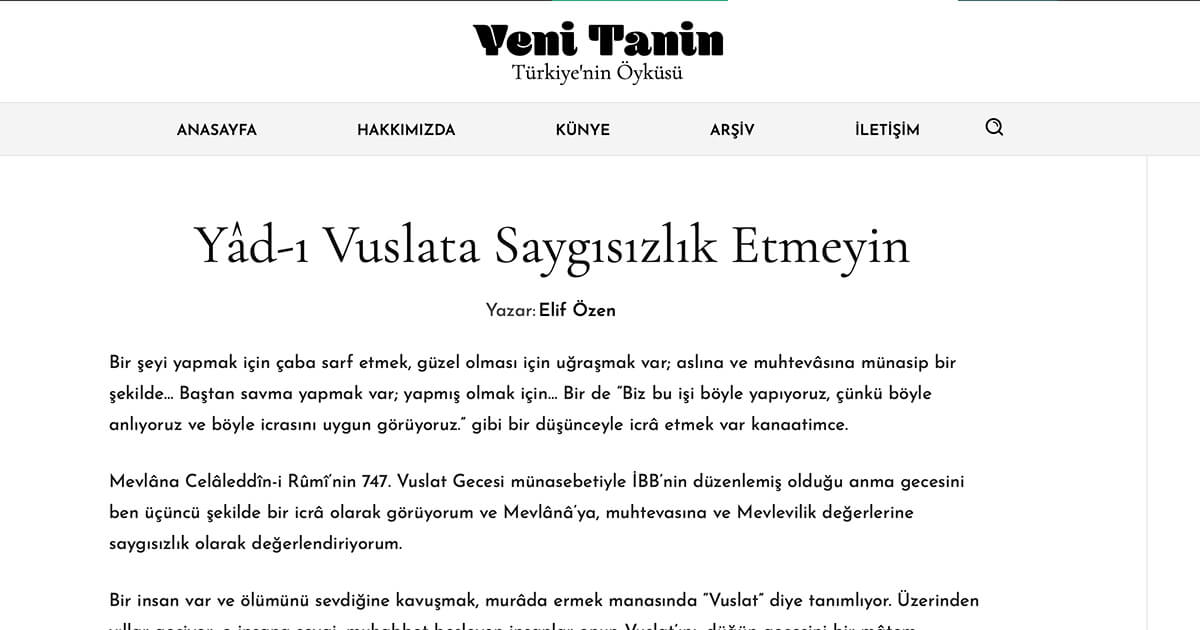 Yâd-ı Vuslata Saygısızlık Etmeyin