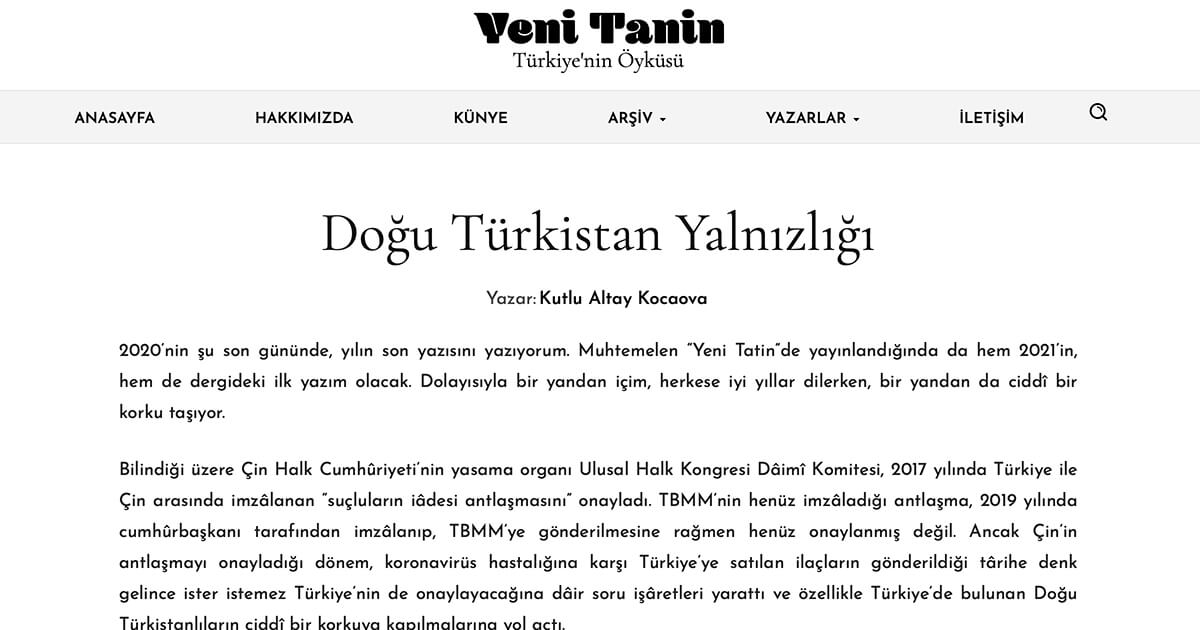 Doğu Türkistan Yalnızlığı